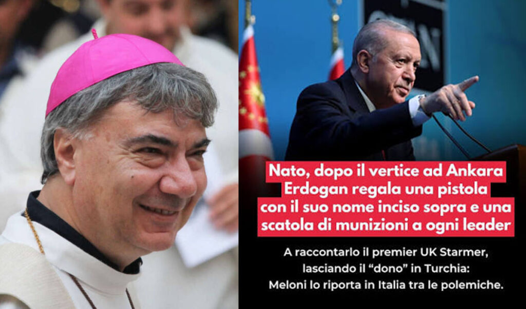 la lettera del vescovo di Napoli ai grandi della terra dopo che, al vertice della NATO ad Ankara, Erdoğan ha regalato una pistola ai partecipanti